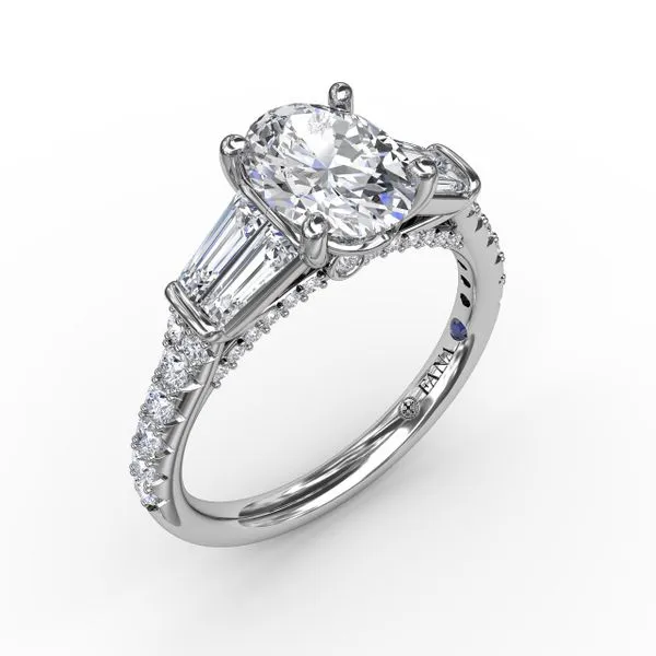 Oval Diamond Engagement Ring With Tapered Baguette Side Stones Gaines Jewelry FLINT, MI