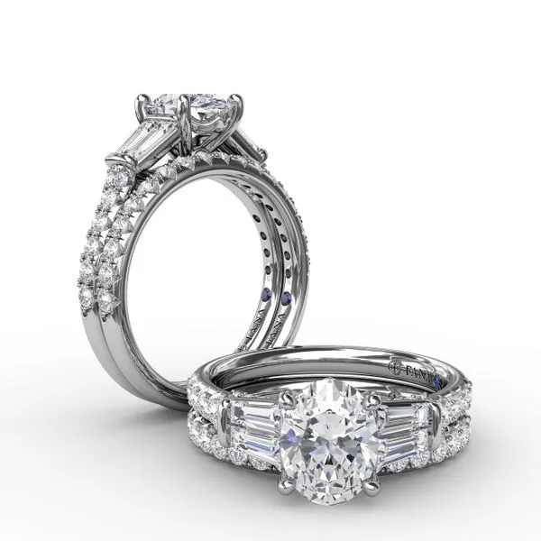Oval Diamond Engagement Ring With Tapered Baguette Side Stones Image 4 Gaines Jewelry FLINT, MI