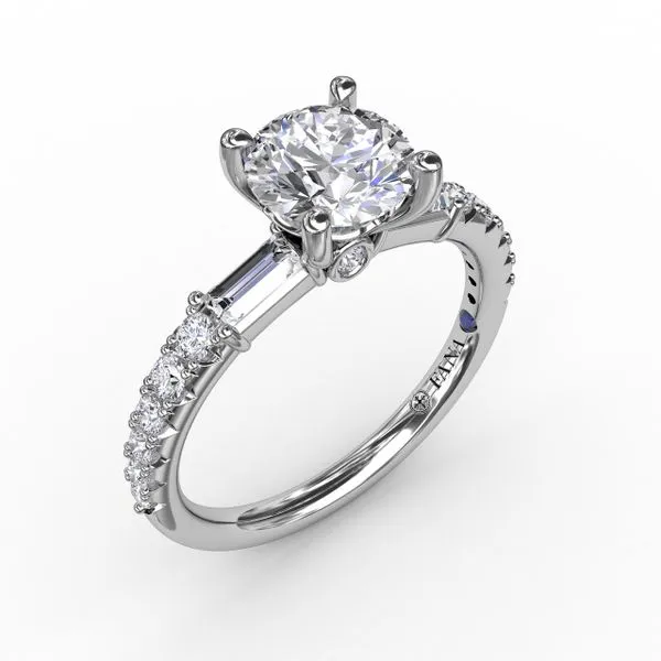 Contemporary Diamond Solitaire Engagement Ring With Baguettes The Diamond Center Claremont, CA