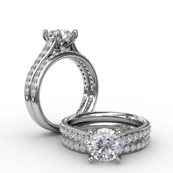 Classic Round Diamond Solitaire Engagement Ring With Diamond Band Image 4 Quenan's Fine Jewelers Georgetown, TX