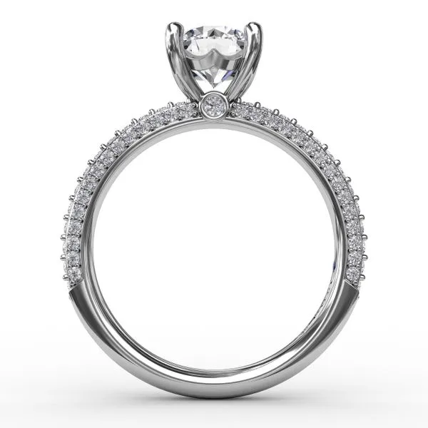 Classic Solitaire Engagement Ring With Flawless Pavé Band Image 2 Quest Fine Jewelers Fairfax, VA