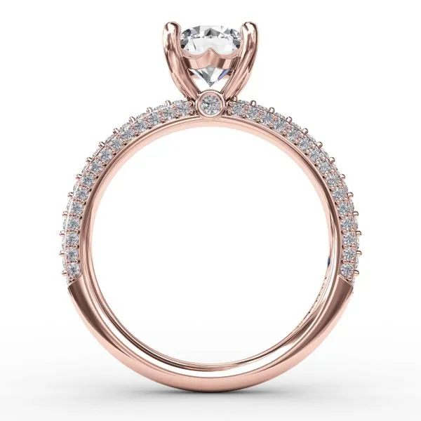 Classic Solitaire Engagement Ring With Flawless Pavé Band Image 2 The Diamond Center Claremont, CA