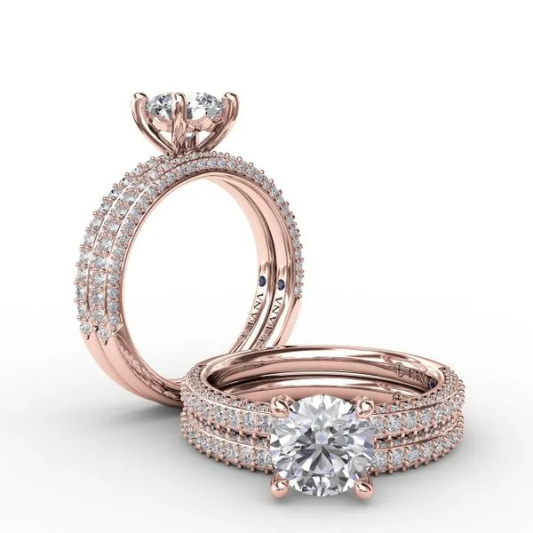 Classic Solitaire Engagement Ring With Flawless Pavé Band Image 4 The Diamond Center Claremont, CA