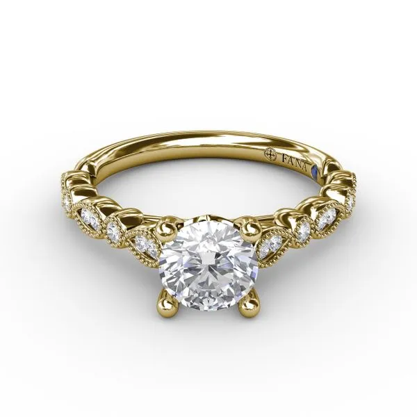 Round Diamond Solitaire Engagement Ring With Milgrain Details Image 3 Gaines Jewelry FLINT, MI