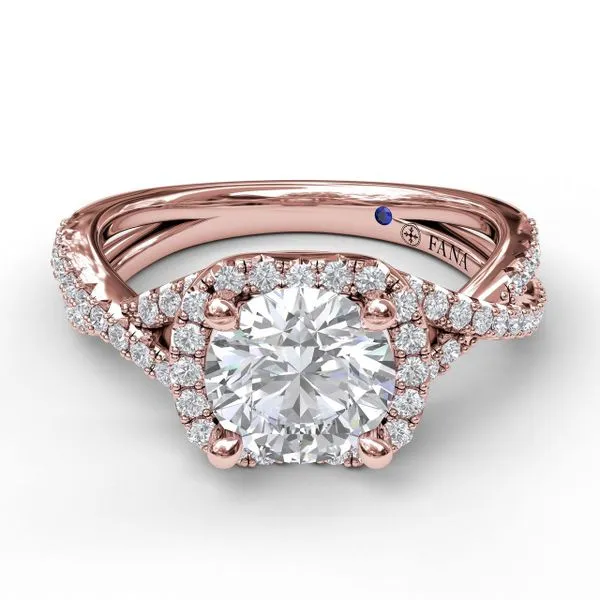 Infinity Halo Engagement Ring Image 3 Castle Couture Fine Jewelry Manalapan, NJ