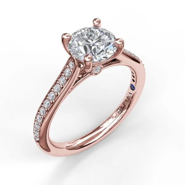 Cathedral Single Row Pave Engagement Ring Steve Lennon & Co Jewelers  New Hartford, NY