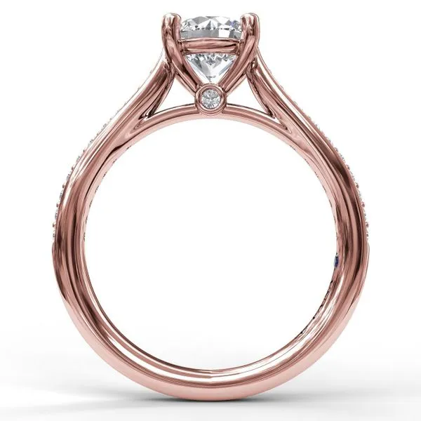 Cathedral Single Row Pave Engagement Ring Image 2 Steve Lennon & Co Jewelers  New Hartford, NY