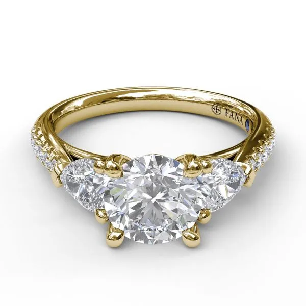 Three-Stone Engagement Ring With Pear Cut Side Stones Image 3 The Diamond Center Claremont, CA