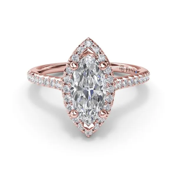 Delicate Marquise Halo And Pave Band Engagement Ring Image 3 Quest Fine Jewelers Fairfax, VA