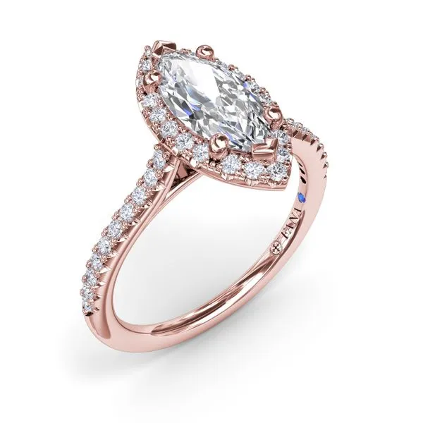 Delicate Marquise Halo And Pave Band Engagement Ring Jim's Jewelers Tyler, TX