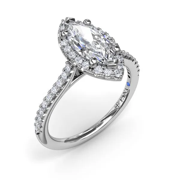 Delicate Marquise Halo And Pave Band Engagement Ring Steve Lennon & Co Jewelers  New Hartford, NY
