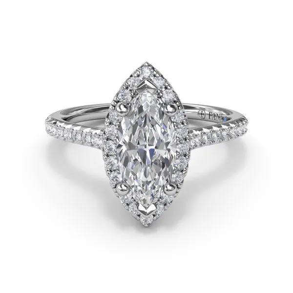 Delicate Marquise Halo And Pave Band Engagement Ring Image 3 Steve Lennon & Co Jewelers  New Hartford, NY