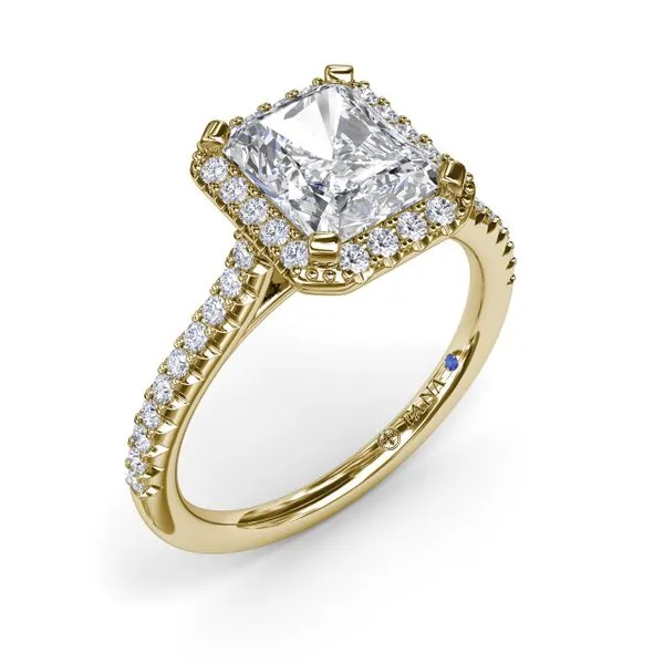 Delicate Radiant Halo And Pave Band Engagement Ring Jim's Jewelers Tyler, TX