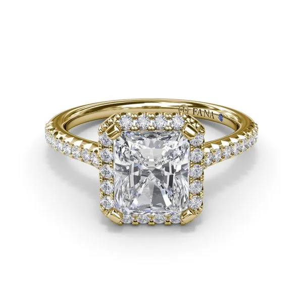 Delicate Radiant Halo And Pave Band Engagement Ring Image 3 Jim's Jewelers Tyler, TX