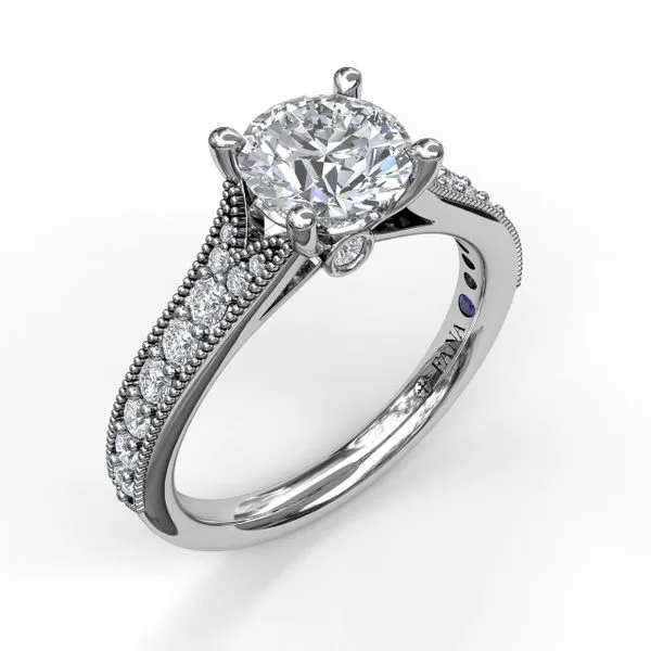 Classic Diamond Engagement Ring with Detailed Milgrain Band Quest Fine Jewelers Fairfax, VA