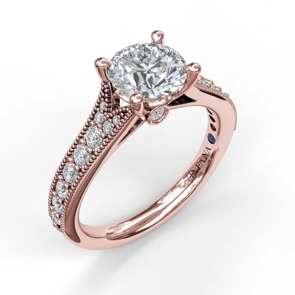 Classic Diamond Engagement Ring with Detailed Milgrain Band The Diamond Center Claremont, CA