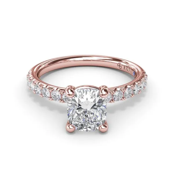 Classic Pave Cushion Cut Engagement Ring Image 3 Moore Jewelers Laredo, TX