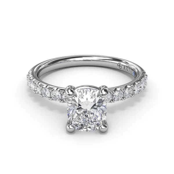 Classic Pave Cushion Cut Engagement Ring Image 3 Molinelli's Jewelers Pocatello, ID
