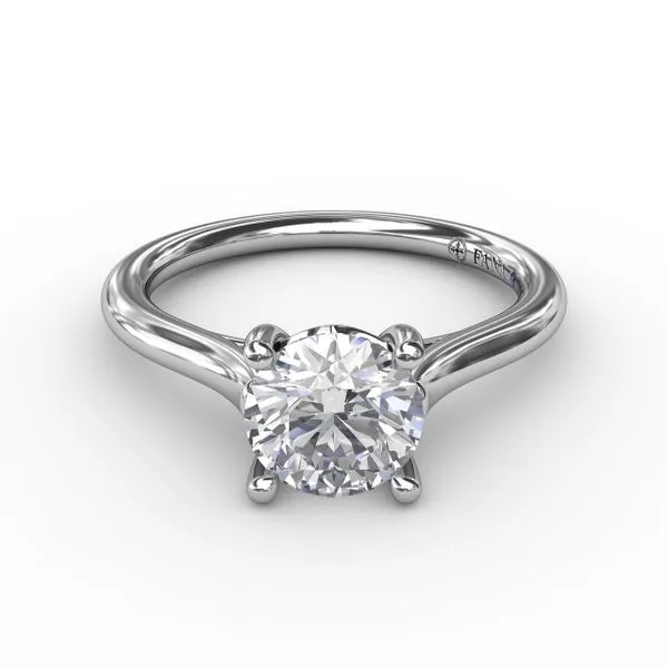 Classic Round Diamond Solitaire Engagement Ring With Cathedral Setting Image 3 Steve Lennon & Co Jewelers  New Hartford, NY