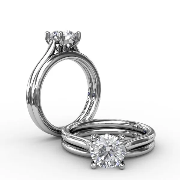 Classic Round Diamond Solitaire Engagement Ring With Cathedral Setting Image 4 Steve Lennon & Co Jewelers  New Hartford, NY