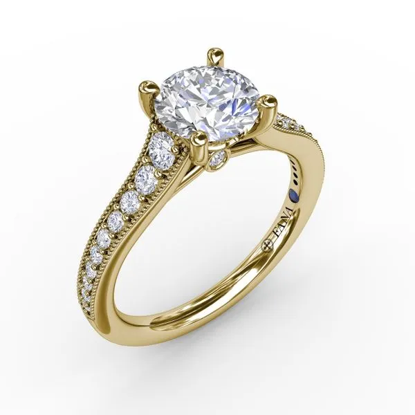 Classic Round Diamond Solitaire Engagement Ring With Milgrain Edge The Diamond Center Claremont, CA