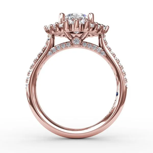 Bold Mixed Shape Diamond Halo Ballerina Style Engagement Ring With Diamond Band Image 2 Gaines Jewelry FLINT, MI