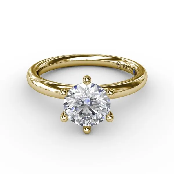 Classic Six-Prong Round Diamond Solitaire Engagement Ring Image 3 Steve Lennon & Co Jewelers  New Hartford, NY