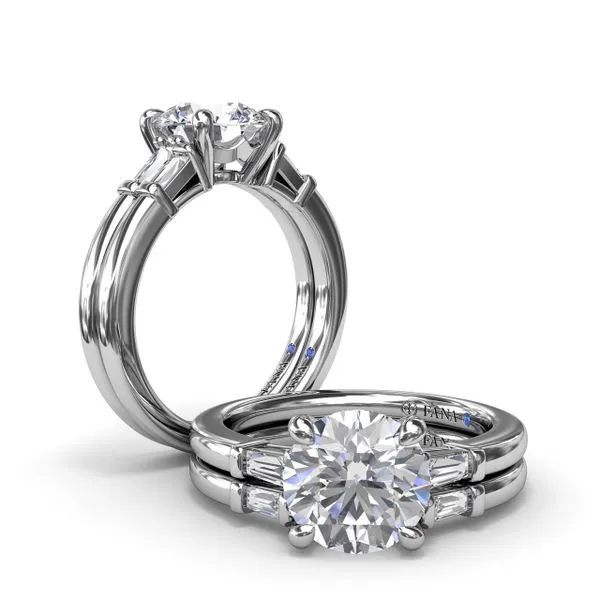 Tapered Baguette Diamond Engagement Ring  Image 4 Castle Couture Fine Jewelry Manalapan, NJ