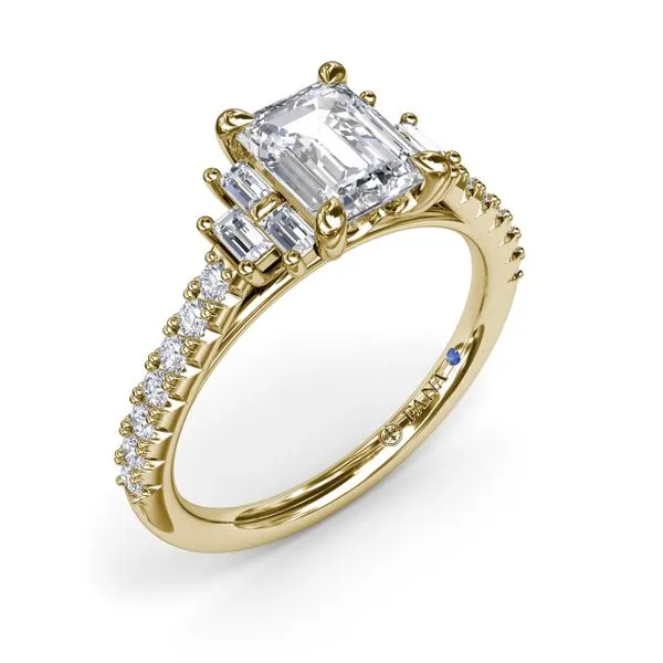 Emerald Cut Side Stone Engagement Ring Castle Couture Fine Jewelry Manalapan, NJ
