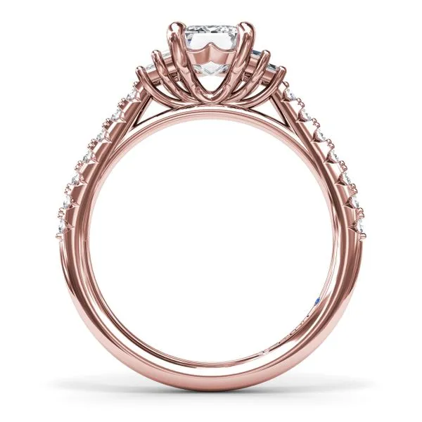 Emerald Cut Side Stone Engagement Ring Image 3 Castle Couture Fine Jewelry Manalapan, NJ