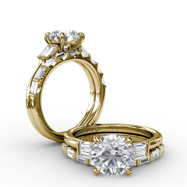 Double Baguette Diamond Engagement Ring  Image 4 Castle Couture Fine Jewelry Manalapan, NJ