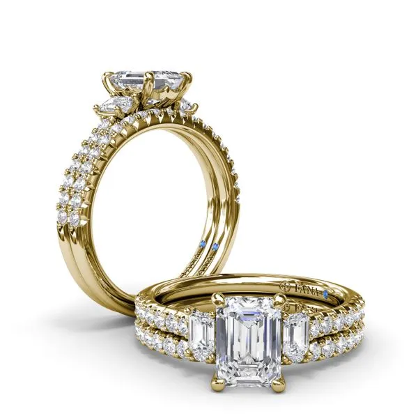 Enchanted Three Stone Emerald Diamond Engagement Ring  Image 4 Graham Jewelers Wayzata, MN