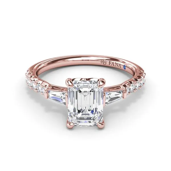 Emerald Cut and Tapered Baguette Engagement Ring  Image 2 Quest Fine Jewelers Fairfax, VA
