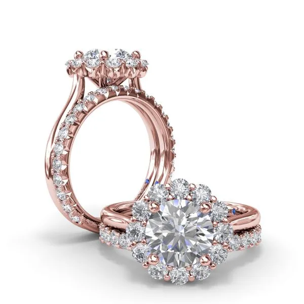 Floral Halo Diamond Engagement Ring Image 4 Steve Lennon & Co Jewelers  New Hartford, NY