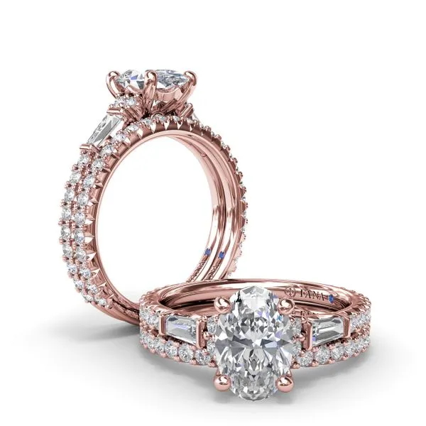 Modern Twist Three Stone Engagement Ring Image 4 Castle Couture Fine Jewelry Manalapan, NJ