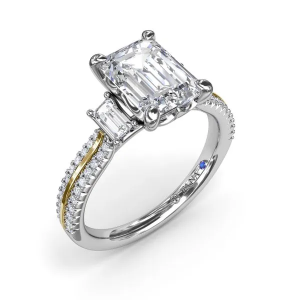 Two-Toned Emerald Cut Diamond Engagement Ring   Castle Couture Fine Jewelry Manalapan, NJ