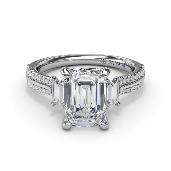 Two-Toned Emerald Cut Diamond Engagement Ring   Image 2 Steve Lennon & Co Jewelers  New Hartford, NY