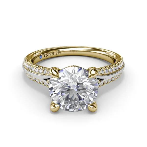 Two-Toned Split Shank Diamond Engagement Ring Image 2 Quest Fine Jewelers Fairfax, VA
