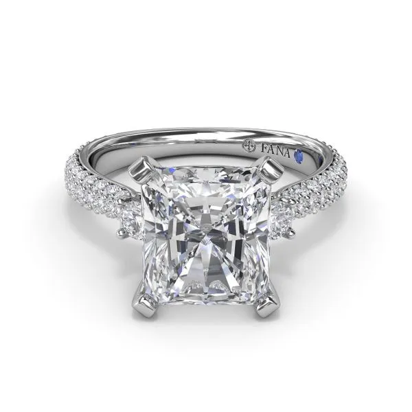 Side Stone Pavé Diamond Engagement Ring Image 3 Steve Lennon & Co Jewelers  New Hartford, NY
