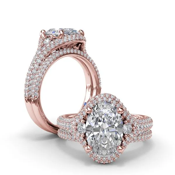 Double Pavé Diamond Halo Engagement Ring Image 4 The Diamond Center Claremont, CA