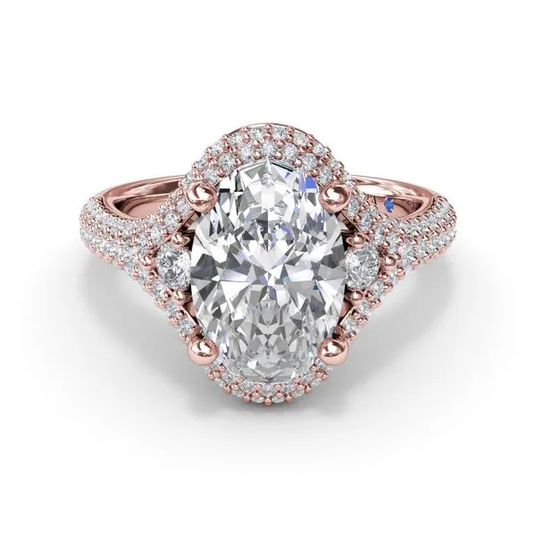 Double Pavé Diamond Halo Engagement Ring Image 3 The Diamond Center Claremont, CA