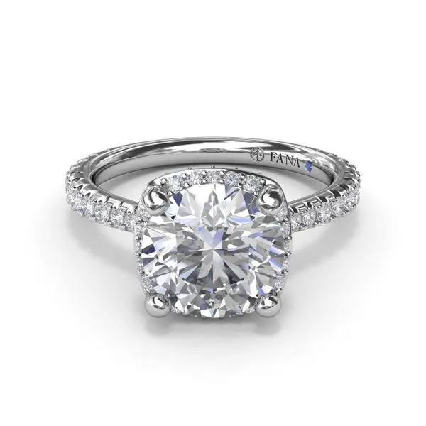 Cushion Cut Diamond Halo Engagement Ring Image 3 The Diamond Center Claremont, CA