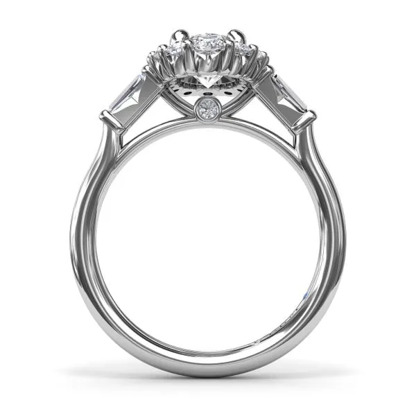 Diamond Baguette Halo Engagement Ring Image 2 Steve Lennon & Co Jewelers  New Hartford, NY