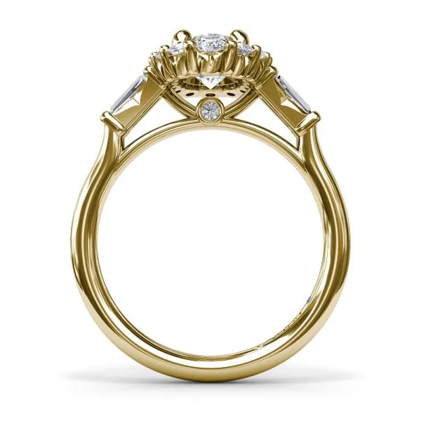 Diamond Baguette Halo Engagement Ring Image 2 Steve Lennon & Co Jewelers  New Hartford, NY