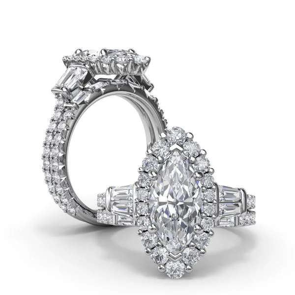 Marquise Baguette Diamond Engagement Ring Image 4 Steve Lennon & Co Jewelers  New Hartford, NY