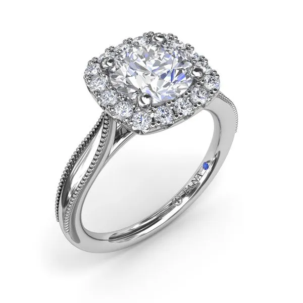 Cushion Halo Diamond Engagement Ring Moore Jewelers Laredo, TX