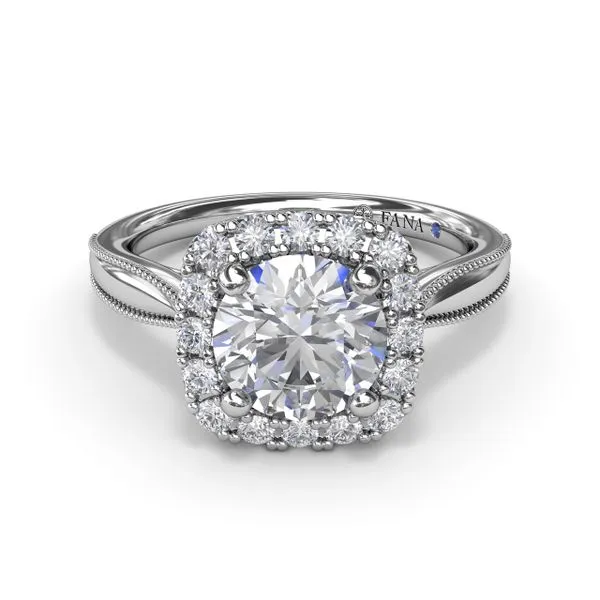 Cushion Halo Diamond Engagement Ring Image 3 Moore Jewelers Laredo, TX