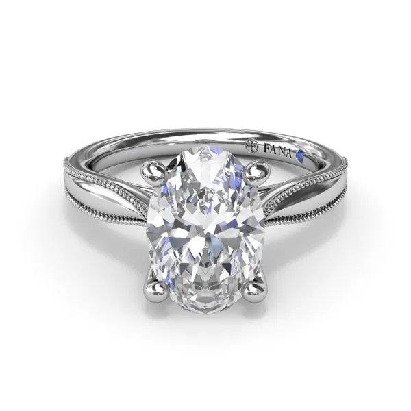 Tapered Milgrain Diamond Engagement Ring Image 3 Moore Jewelers Laredo, TX
