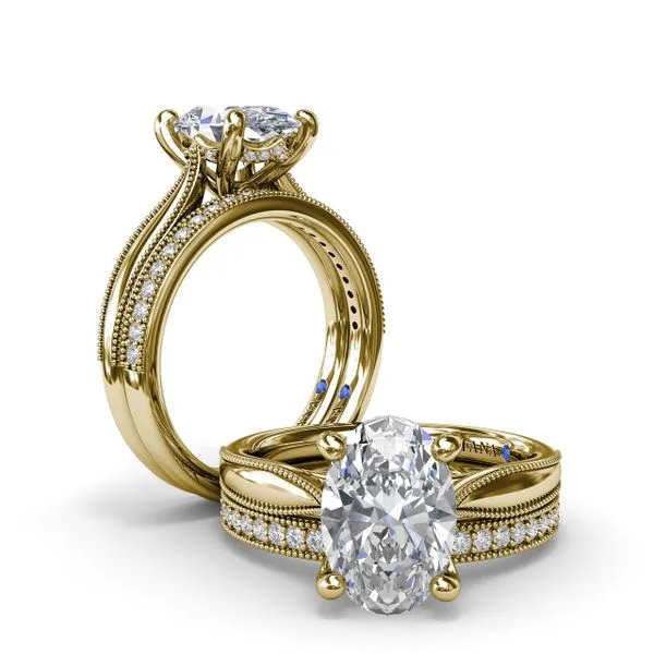Tapered Milgrain Diamond Engagement Ring Image 4 Moore Jewelers Laredo, TX