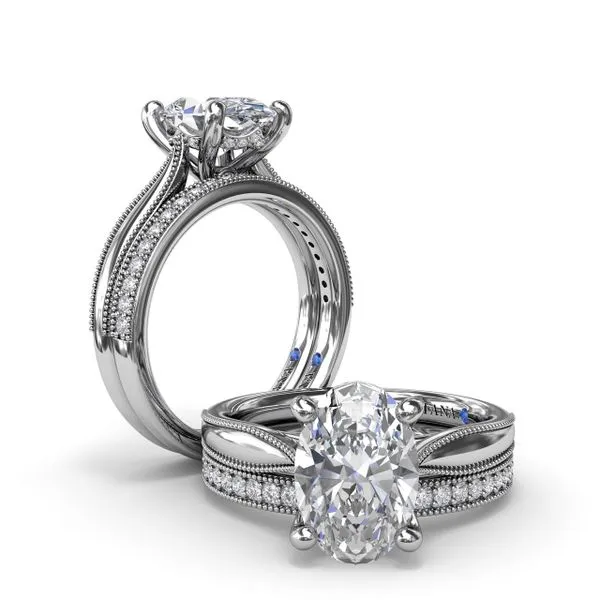 Tapered Milgrain Diamond Engagement Ring Image 4 Jim's Jewelers Tyler, TX